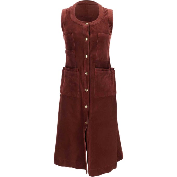 Acne Studios mouwloze midi-jurk met knoopsluiting in bordeauxrood corduroy