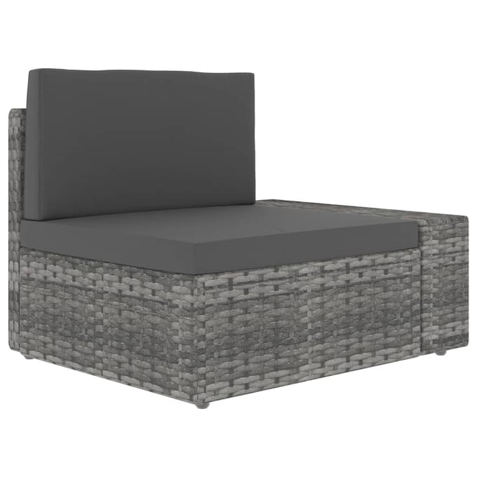 vidaXL - Driezitsbank - sectioneel - poly - rattan - grijs