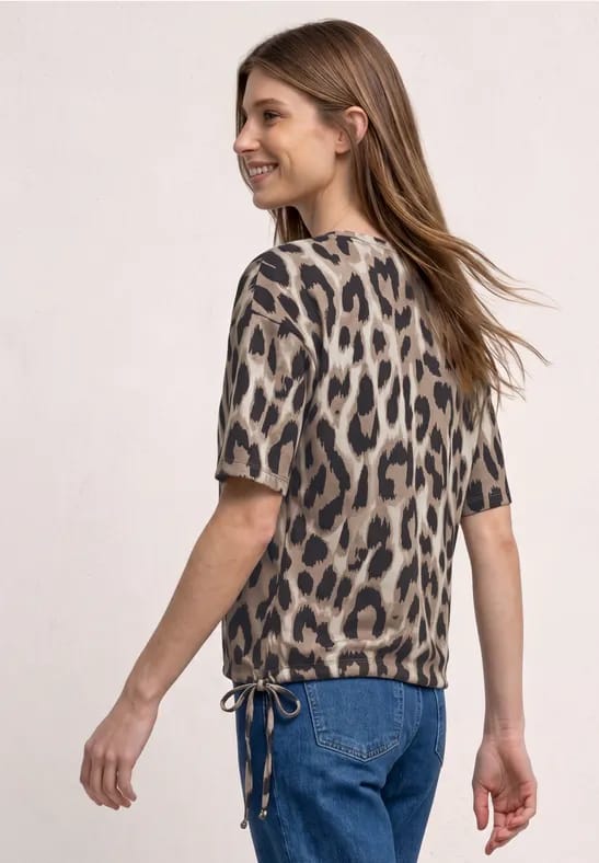 Shirt met ronde hals en trekkoord