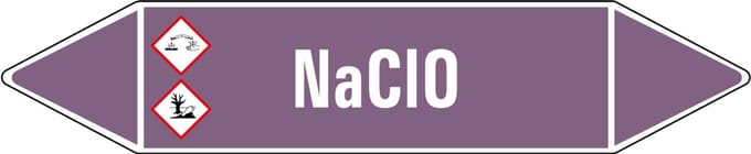 NaCIO leidingmarkering op vel - basen 126 x 26 mm - 5 per vel