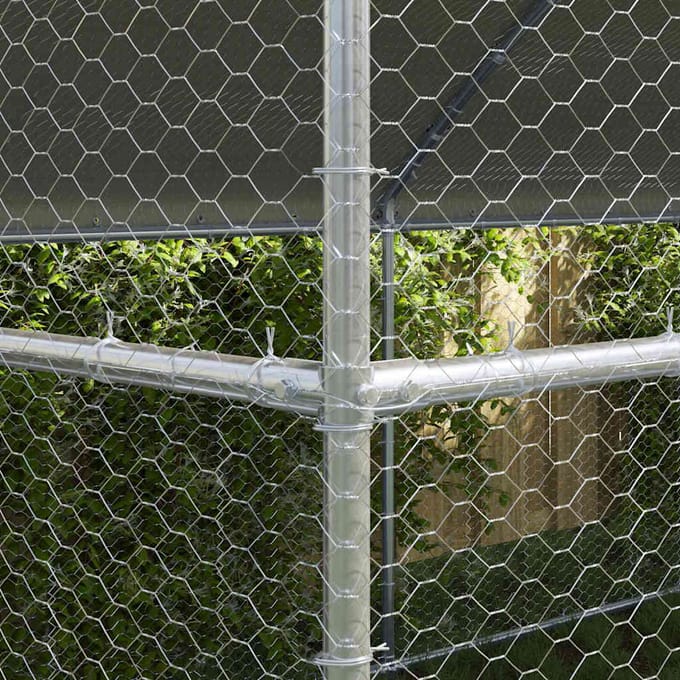 vidaXL - Kippenkooi - met - 1 - deur - 4 - st - zilver - 800x200x200cm