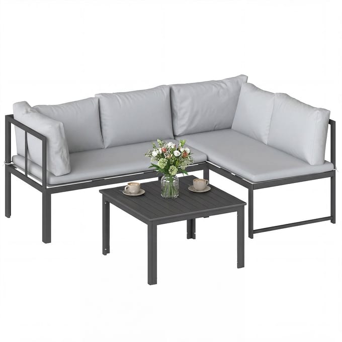 Outsunny tuinbankstel - Metaal, polyester - Grijs