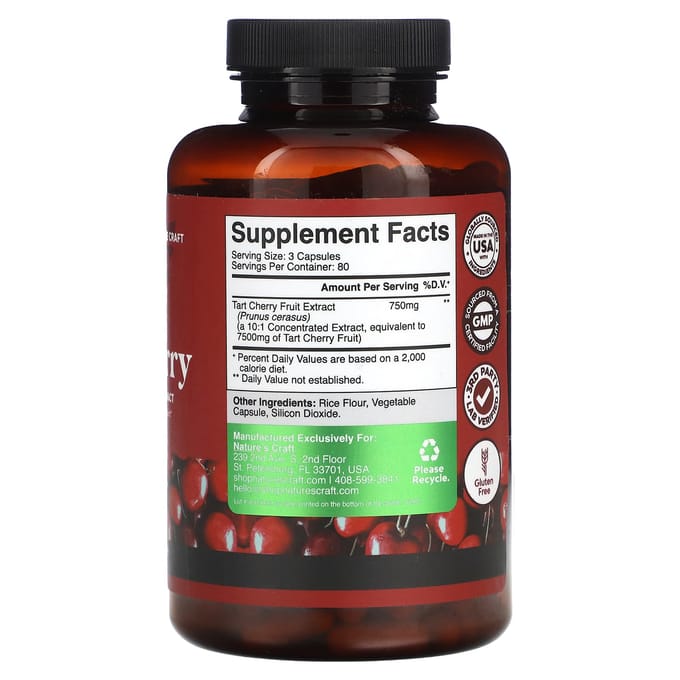 Nature's Craft, cerise acidulée, 240 capsules
