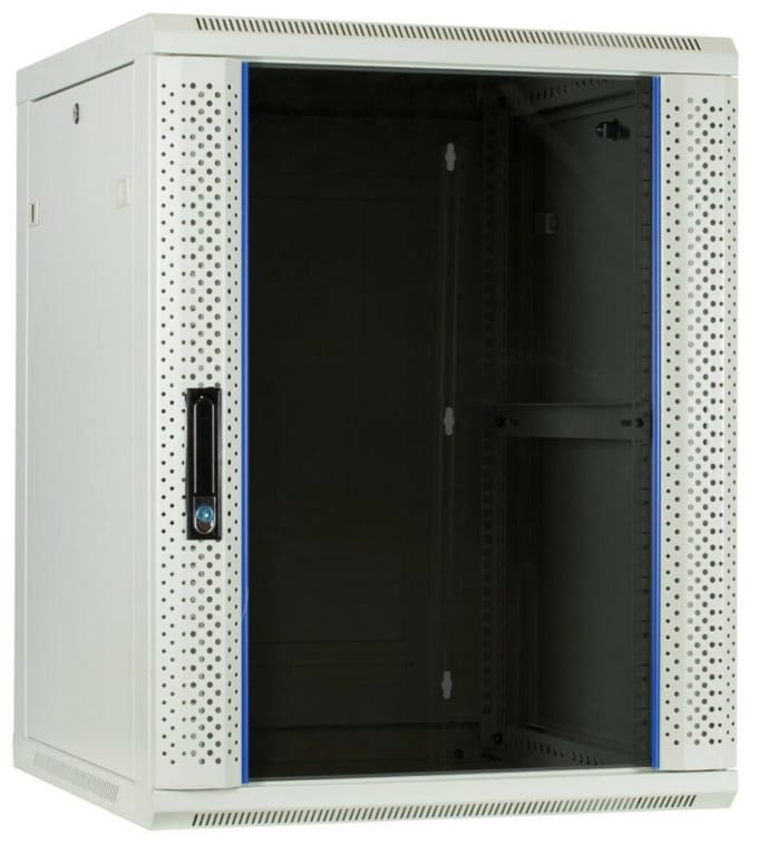DSIT 15U witte wandkast met glazen deur 600x600x770mm (BxDxH) - serverbehuizing - serverrack - serverkast - 19 inch