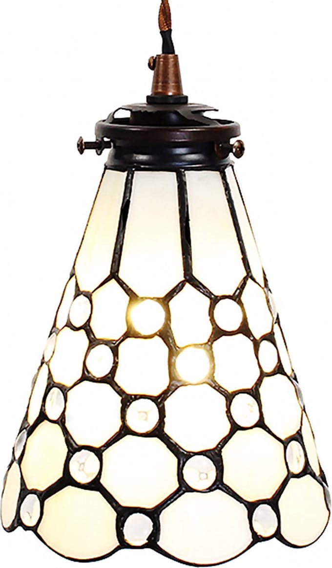 Lumilamp Hanglamp Tiffany Ø 15x115 cm Wit Bruin Glas