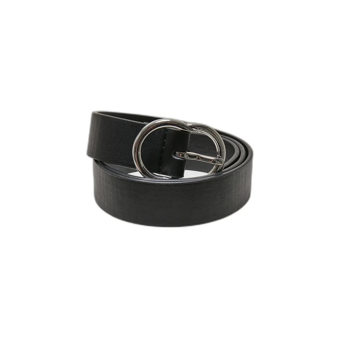 Urban Classics - Small Ring Buckle Riem - M - Zwart/Zilverkleurig