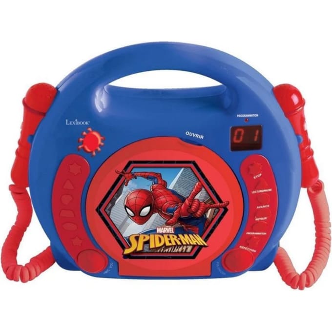 SpiderMan Draagbare CD-speler met 2 Meezingmicrofoons
