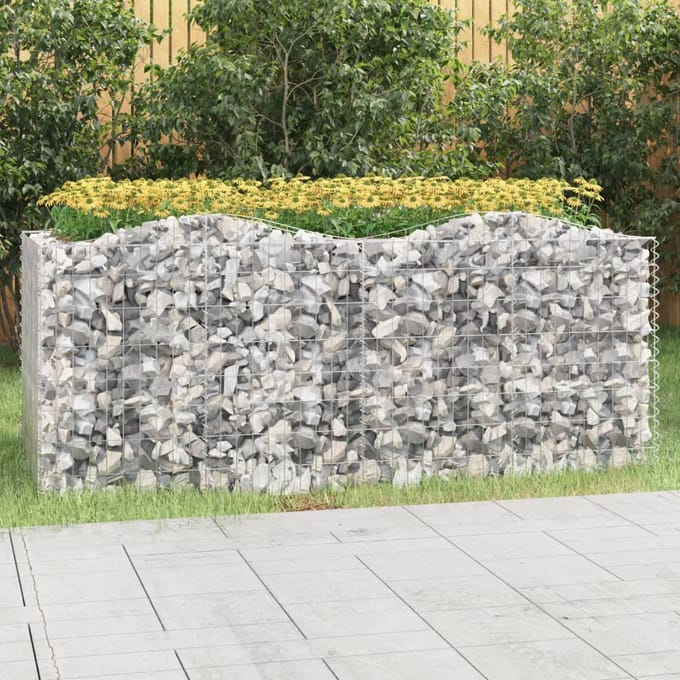 vidaXL - Schanskorf - gewelfd - verhoogd - 200x100x100 - cm - gegalvaniseerd - ijzer