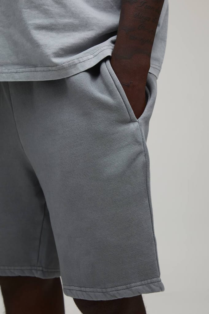 Essentiële Gewassen Relaxed Fit Short | Washed Grey | Size Medium