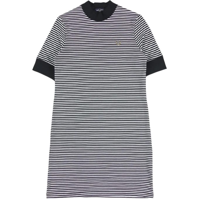Fred Perry Dames/Dames Gestreept T-shirt Jurk (Wit, Marine)