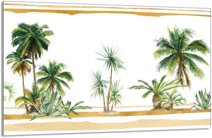 TMK ArtDeko - Snijplank - 80x52 cm - Glas - Palm Motief