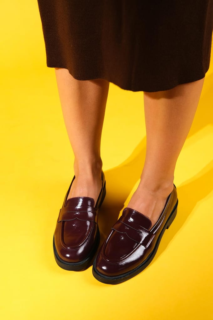 Bree Platform Penny Leren Loafer Dames