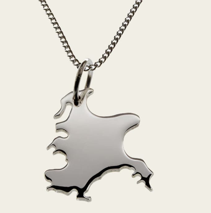 Zilveren Landkaart Rügen ketting hanger