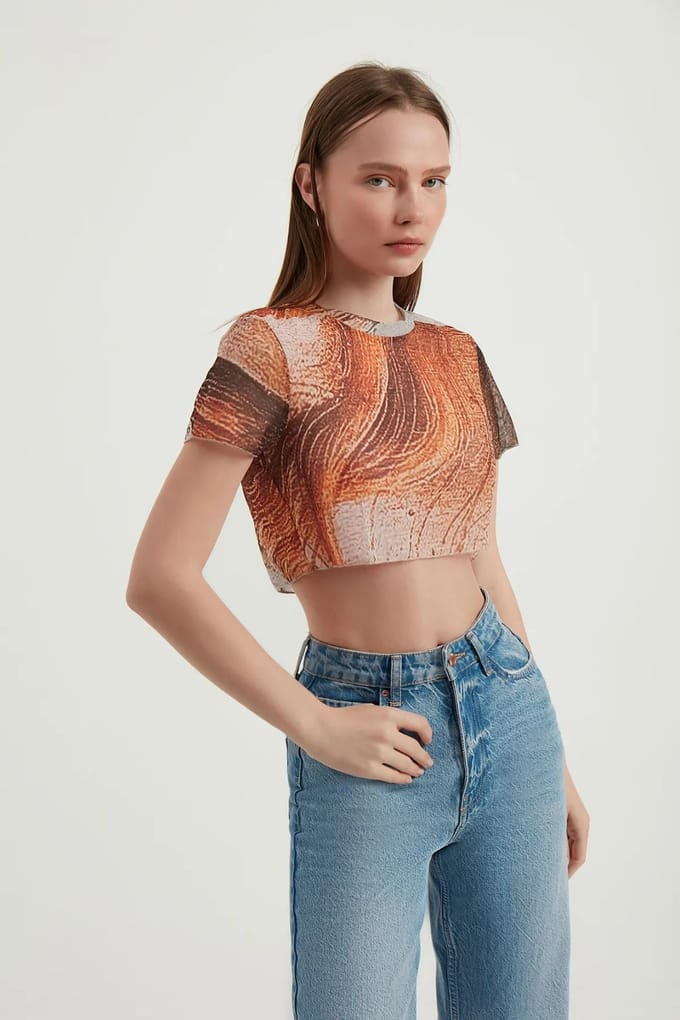 Abstract Tüllen Crop Top