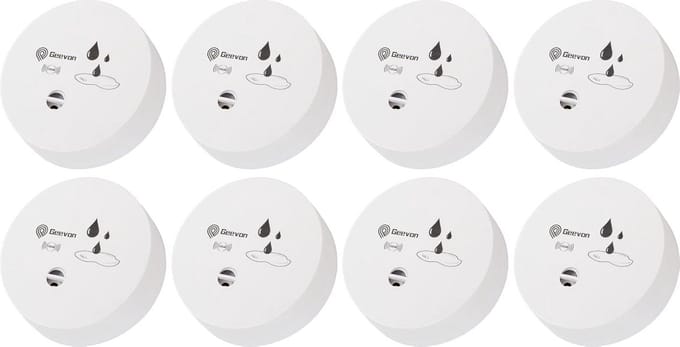 Watermelder 8 Stuks - Wateralarm Sensor - Voorkom Waterschade - 100 dB Alarmvolume - 8x8x3 cm - Wit