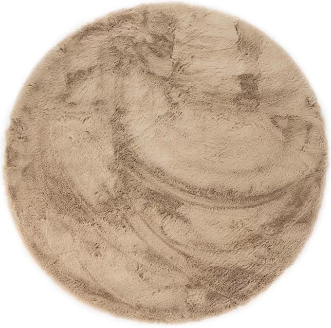 Rond hoogpolig vloerkleed - Comfy plus taupe 160