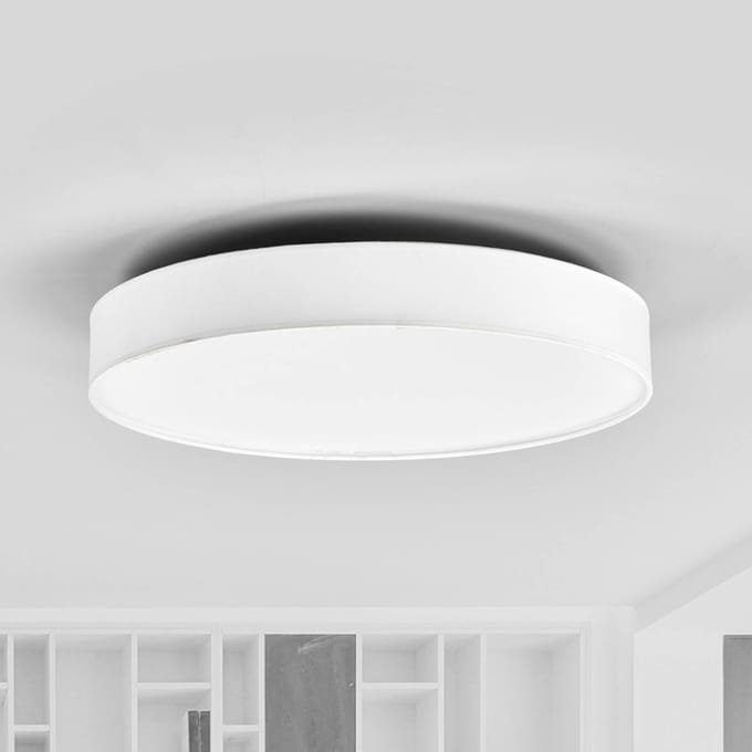 Lindby LED plafondlamp Saira, Ø 50 cm, wit, textiel