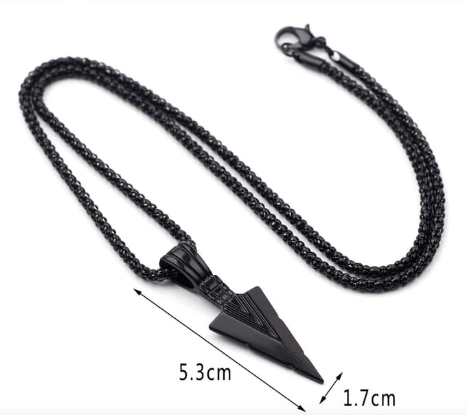 Ketting heren zwart - arrow - pijl - viking - stoer 60 cm