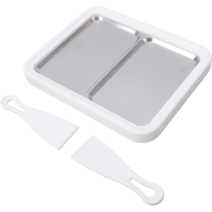 Rolijs Maker 304 Roestvrij Staal IJsdroom Rolbak met Dubbele Pan voor Zelfgemaakte DIY L white