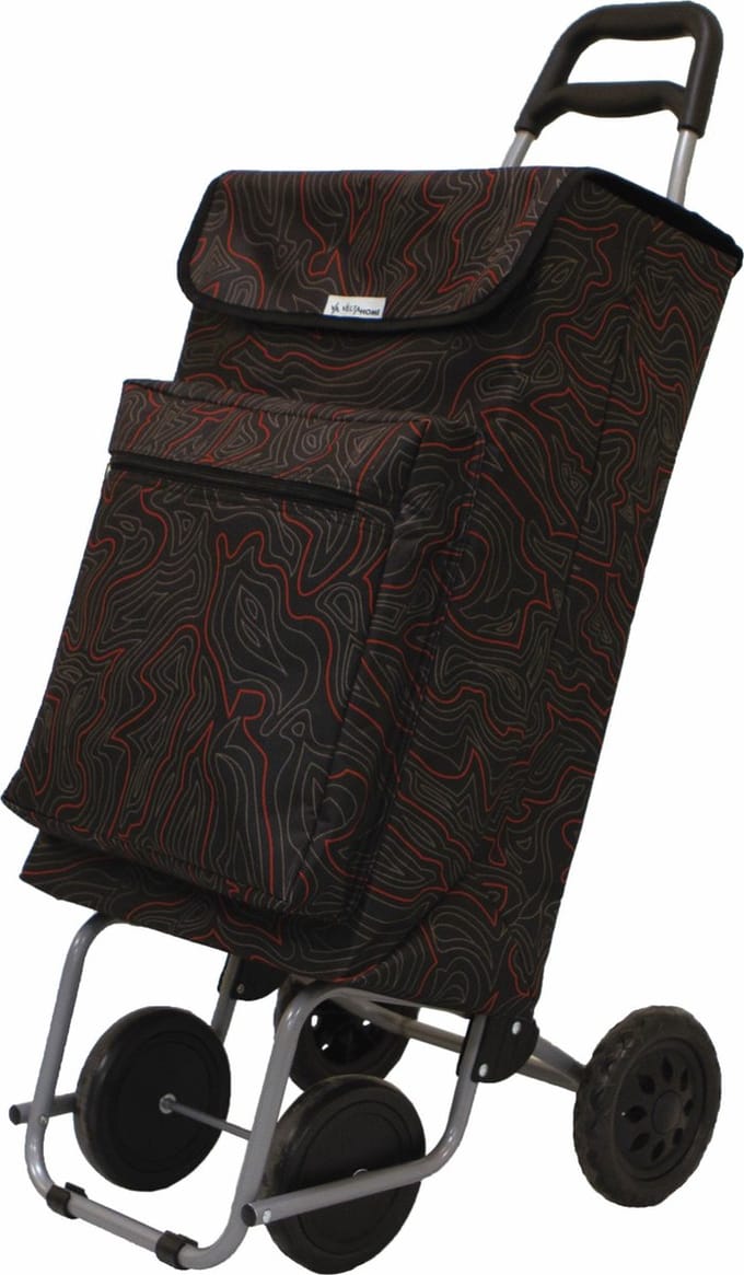 AMIG Boodschappentrolley vierkant - zwart/rood - 48 liter - aluminium frame - met vriesvak