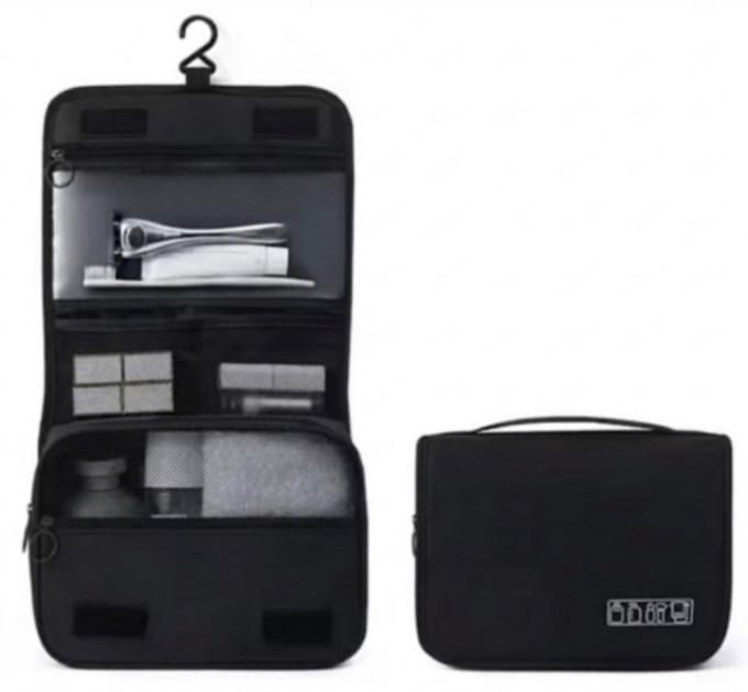 Delago Ophangbare Toilettas met Haak – Zwart – Compact & Ruim – Reis & Thuisgebruik