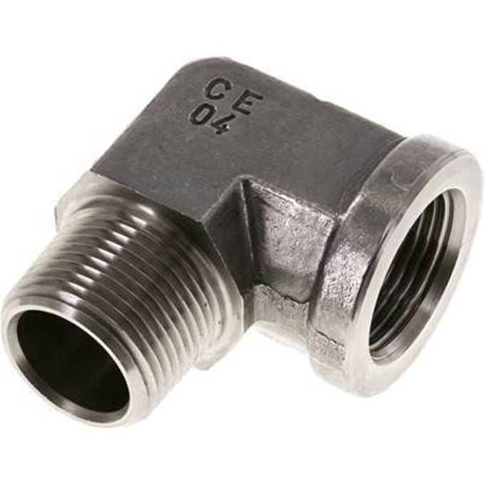 1'' NPT x 1'' NPT M/F RVS L-Fitting 90graden 140 Bar - Hydrauliek - FL2E-MF-S-100N