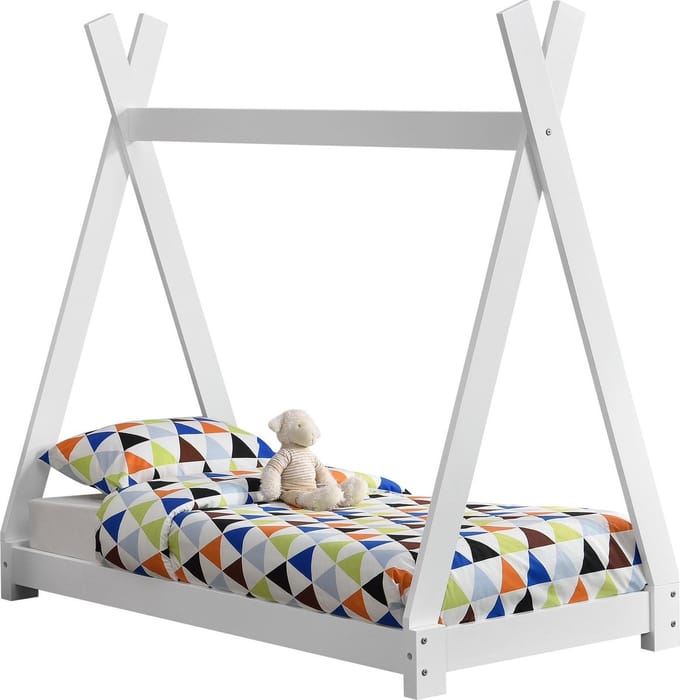 Juniorbed - Tipi met bedbodem 70x140cm - wit mat gelakt