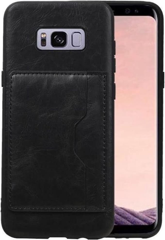 Zwart Staand Back Cover 1 Pasje Hoesje voor Samsung Galaxy S8 Plus