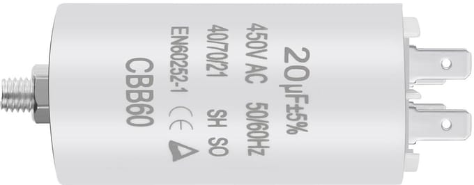 Motorcondensator CBB60 20μF 450V voor elektromotoren en zwembadpompen