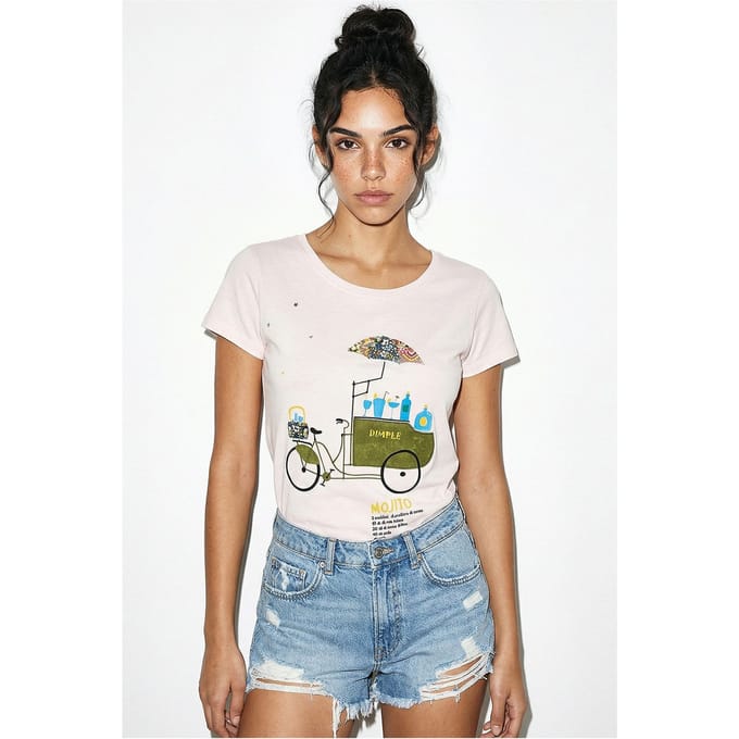Geborduurde Geprinte Ronde Hals T-shirt