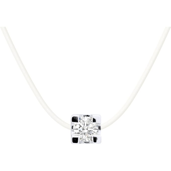 Ketting Diamond Solitaire 0050 Cts Nylon Transparant 925