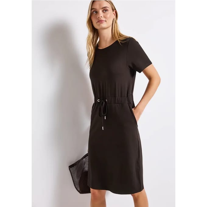 Jersey jurk met trekkoord