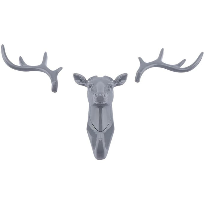 Animals Deer Head Hook Hanger Rack Holder Wall Mount for Home Room Decor(Gris) gris