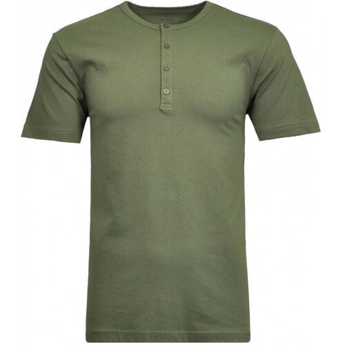 Ragman T-Shirt Serafino Round Neck Uni Pima Cotton Olive / male