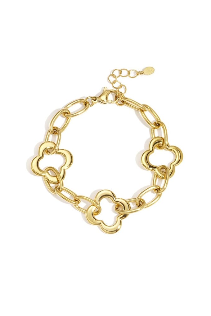 Goudkleurige Schakelarmband met Klaverdesign