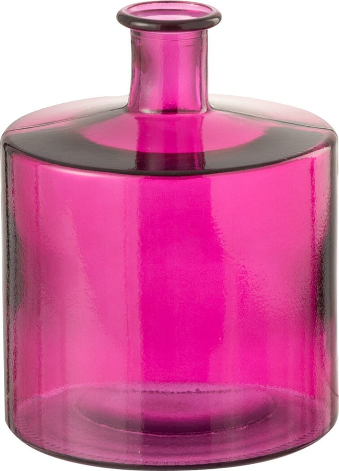 J-Line vaas Fles - glas - roze - small - Ø 21 cm