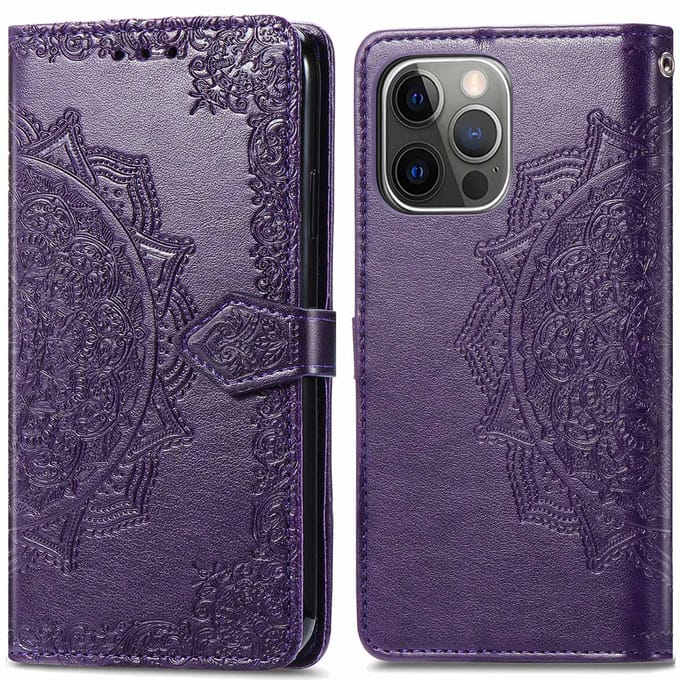 imoshion Hoesje - Geschikt voor Apple iPhone 13 Pro - Mandala Bookcase - Paars