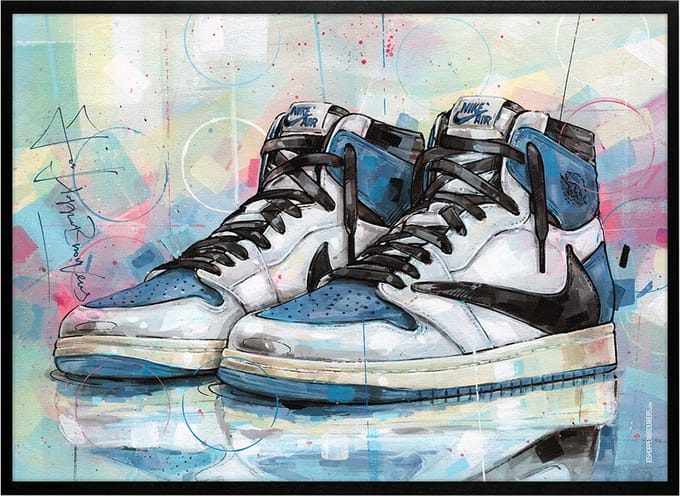 Sneaker print fragment high 71x51 cm *ingelijst & gesigneerd