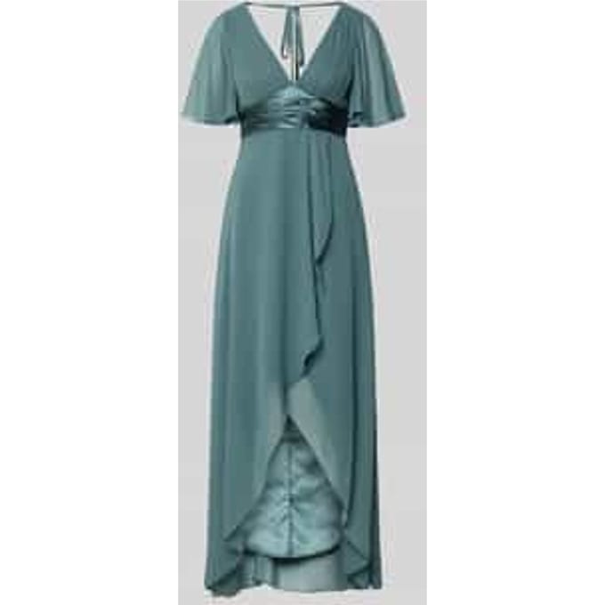 midi-jurk van chiffon met diepe V-hals