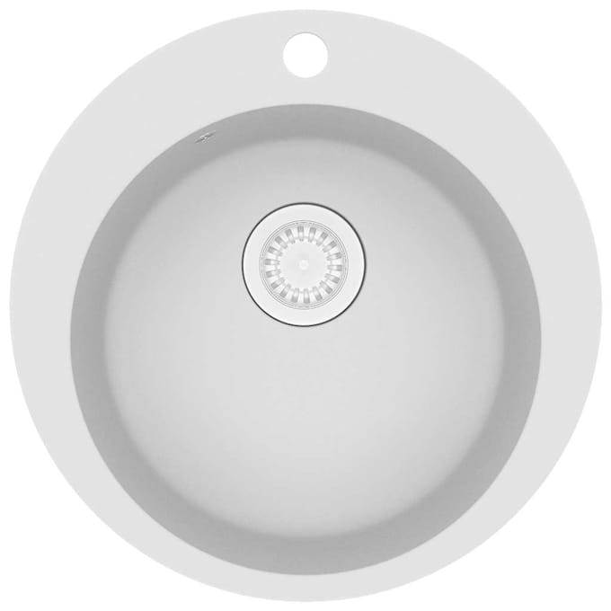 vidaXL - Gootsteen - enkele - bak - rond - graniet - wit