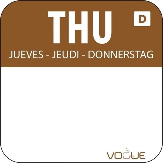 Vogue oplosbare blanco kleurcode voedseletiketten donderdag