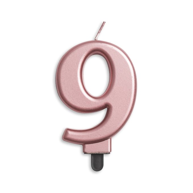 Wefiesta Verjaardagskaars Cijfer 9 Wax 7,8 Cm Roségoud