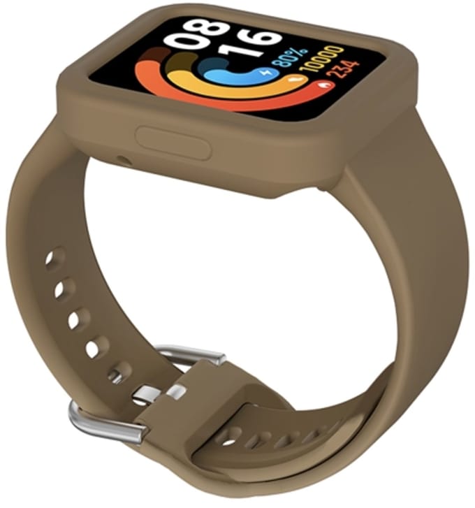 By Qubix - Siliconen band met case - Bruin - Geschikt voor Xiaomi Redmi Watch 2 (Lite)