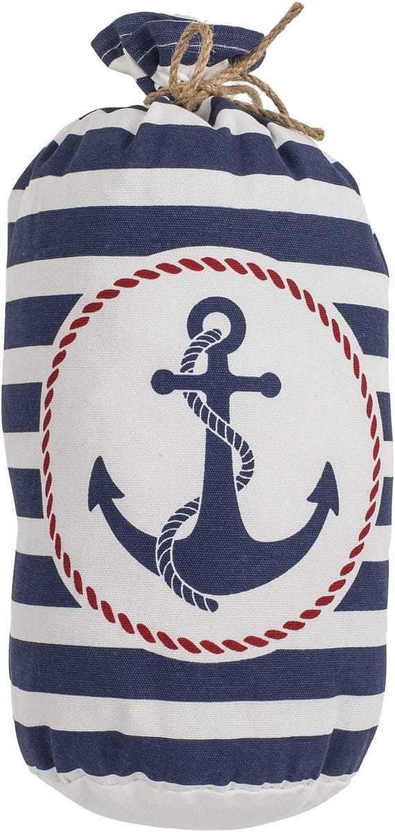 ONF3 - Deurstopper - Deurbuffer - Decoratief en functioneel - Anker groot - Blauw/wit gestreept - Maritiem design - Geschikt voor elk interieur