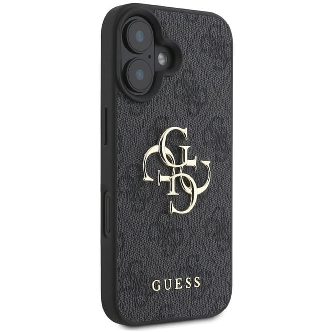 Guess 4G Metal Logo Backcover voor de Apple iPhone 16 - Zwart