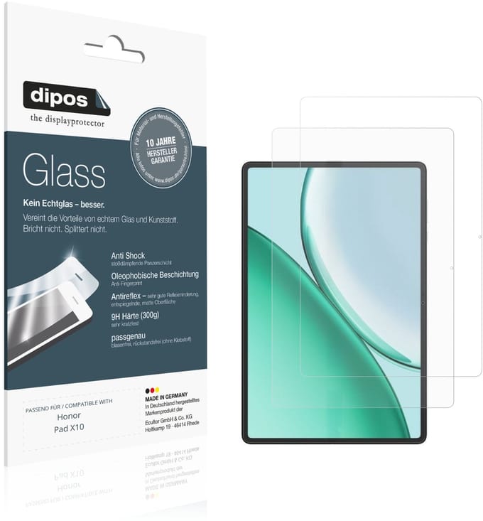 dipos – 2x Matte Pantserfolie geschikt voor Honor Pad X10 | 9H Screenprotector