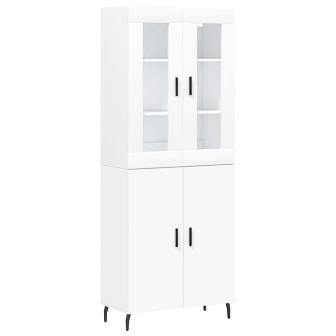 vidaXL - Hoge - kast - 69,5x34x180 - cm - bewerkt - hout - wit