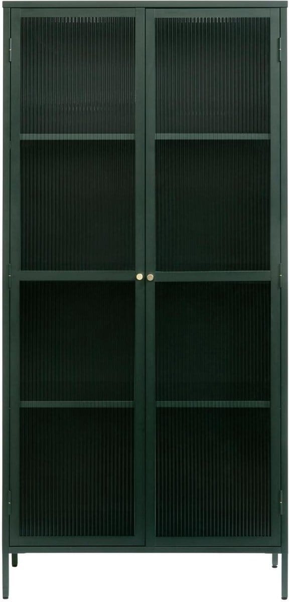 Vitrinekast Groen - Metaal - 90x40x190cm - Vitrinekast Bronco - Giga Living