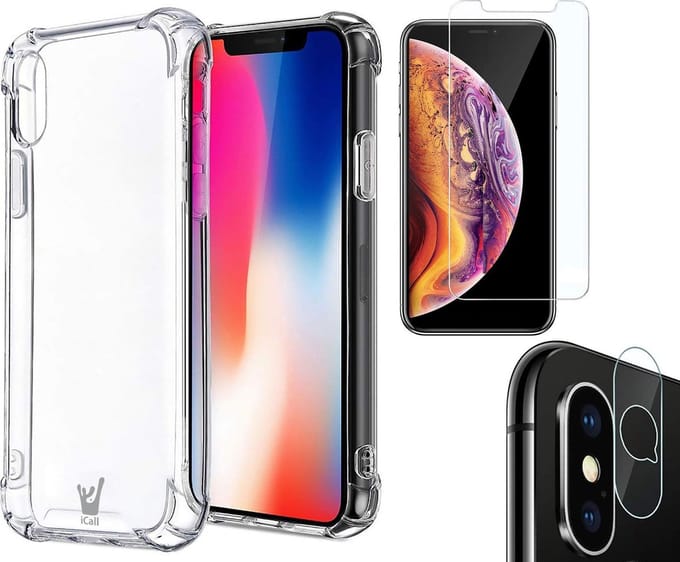 Hoesje geschikt voor iPhone XS Max - Transparant Shock Proof Siliconen Case + Screenprotector + Camera Protector