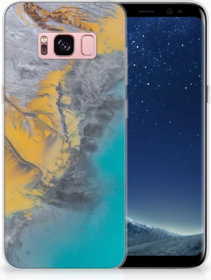 Samsung Galaxy S8 TPU Siliconen Hoesje Marble Blue Gold